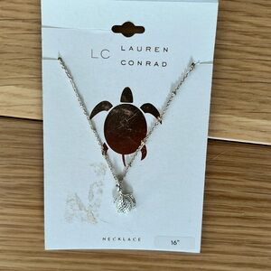 16 inch Silver necklace with turtle charm